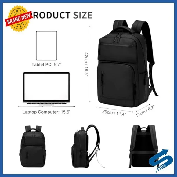 Waterproof Laptop Backpack Flight Approved Anti-Theft Daypack 15.6-inch Sleeve
